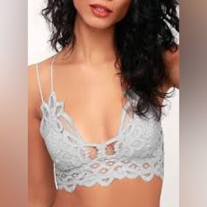 Free People Adella Lace Bralette in Light Grey